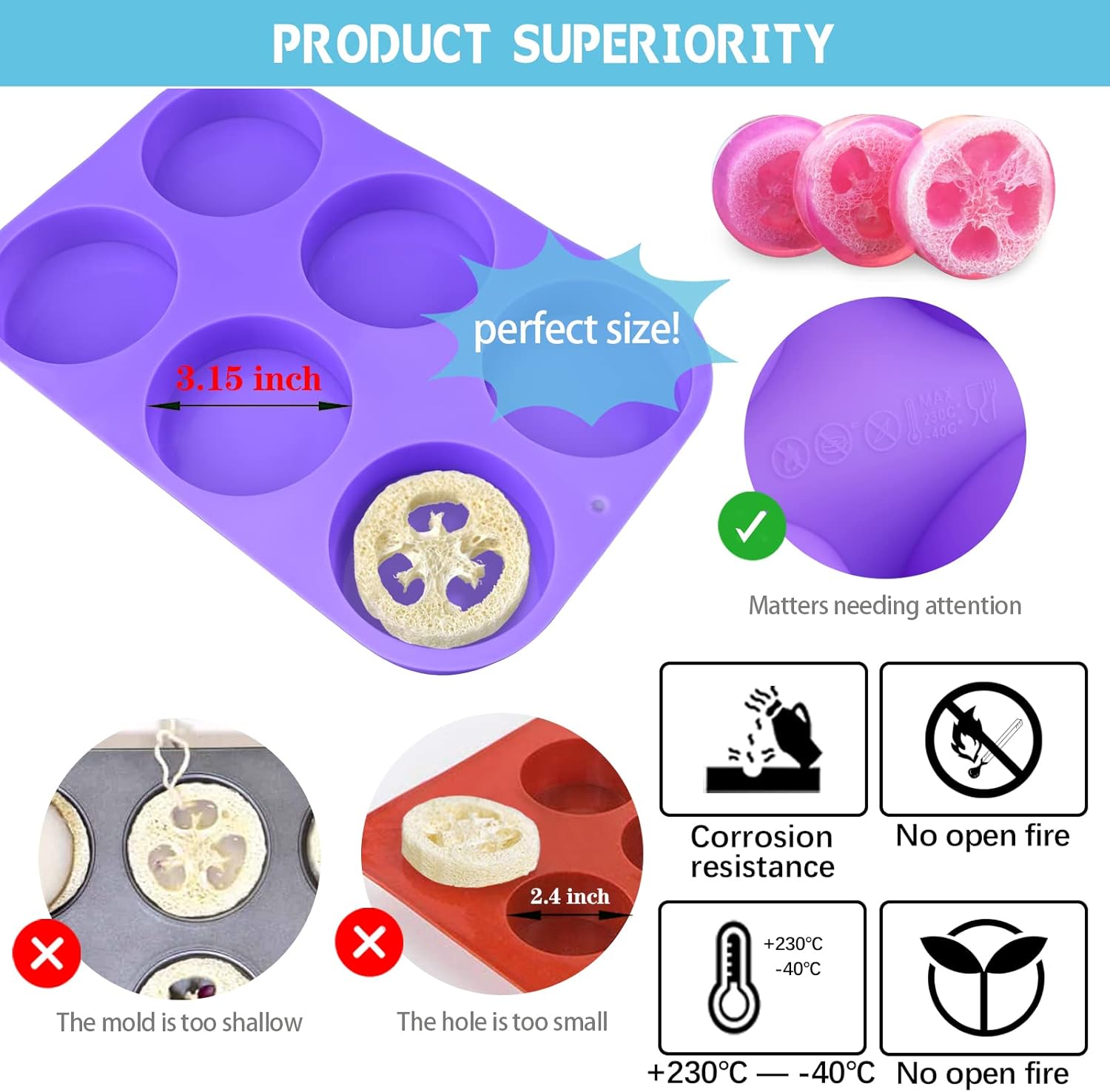 4oz Round Silicone Soap Molds  - Bath Bomb Mold reseña y precio